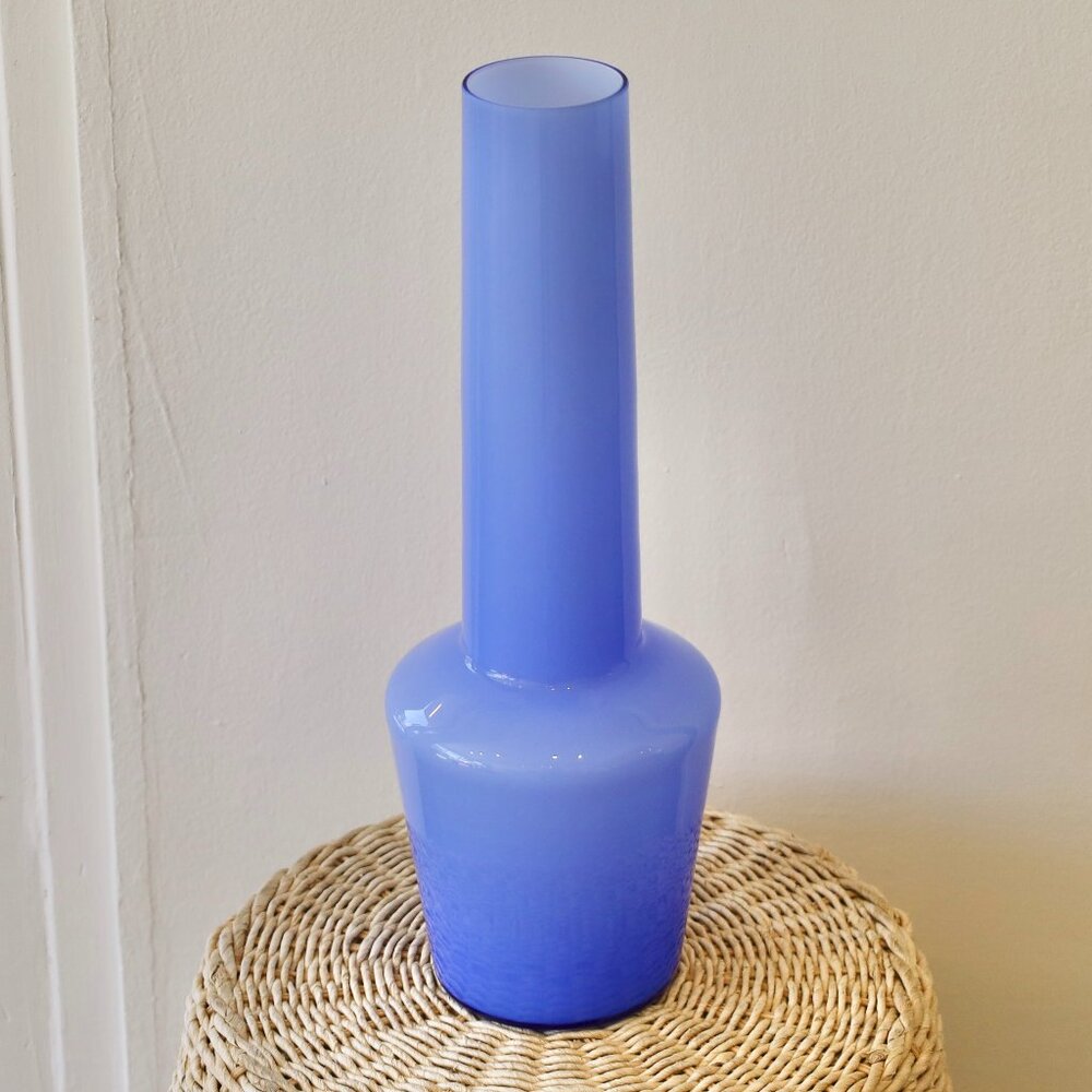 Mid 20th Century Blenko Attributed Periwinkle Blue Vase